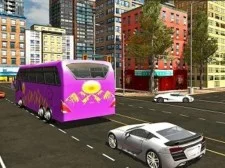 Autobuzul orașului în afara drumului de conducere