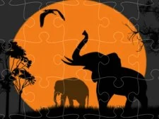 Silueta de elefant Jigsaw